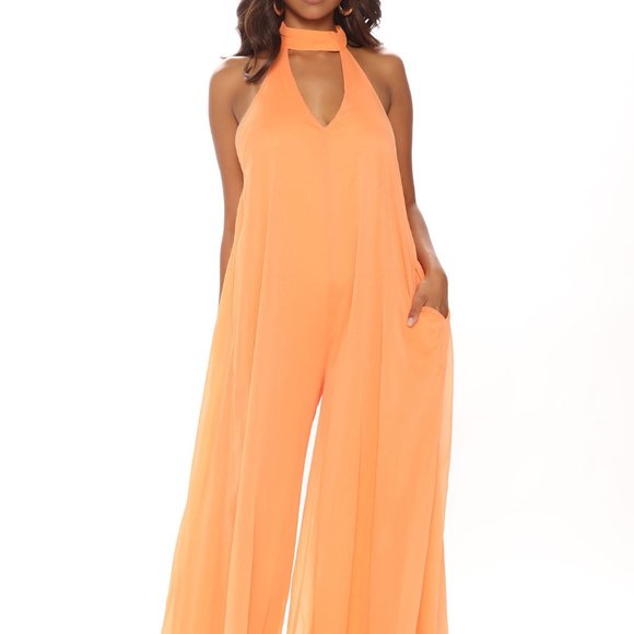 Sexy Orange Backless Jumpsuit - Picture 1 of 4